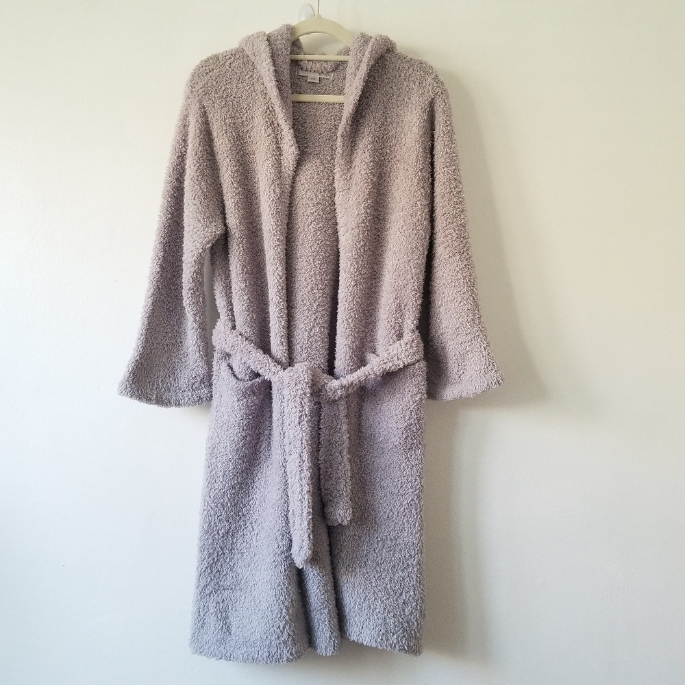 Barefoot Dreams Cozychic Hooded Belted Grey Soft Robe Size 6-8